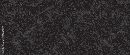 Topographic Contour Map Lines On Black Background Abstract Terrain Pattern For Design