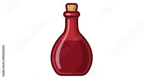 Stylized deep red potion bottle, ideal for games, magical brews and mysterious liquids