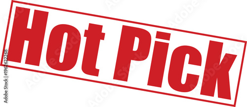 Vibrant red hot pick stamp on with bold font