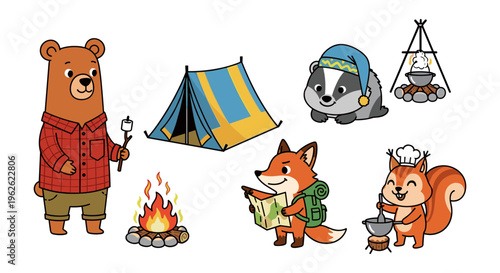 Cute Animals Camping Adventure