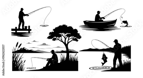 Fishing Silhouettes Collection