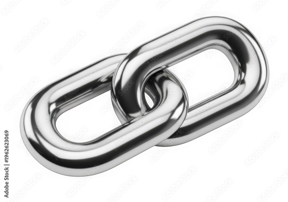 Fototapeta premium A sleek metallic chain link forming an open loop shape