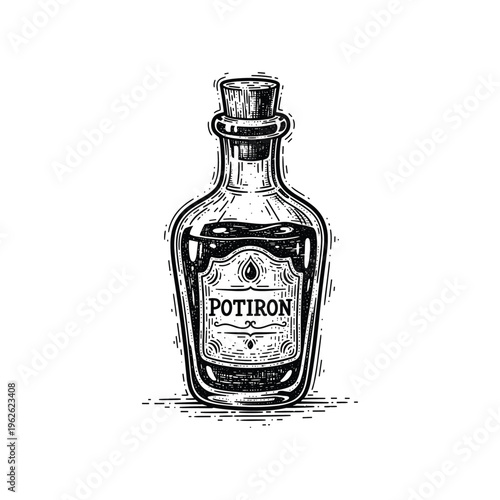Vintage Potion Bottle Engraving