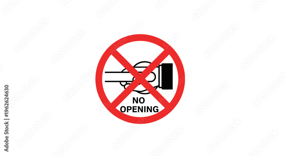 Εκτύπωση καμβά Red circular no opening sign with hand and door handle.
