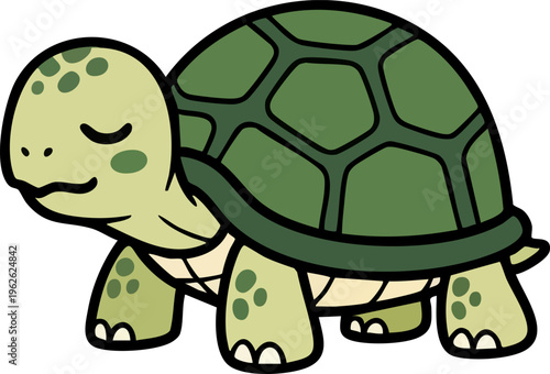 Cute Slow Turtle Cartoon Character Taking It Easy Relaxing Illustration
