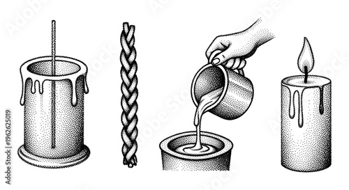 Candle Making Process Illustration