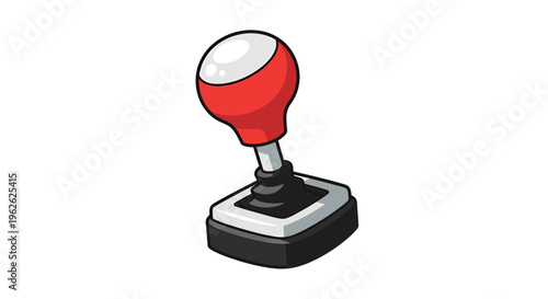 Stylized Illustration of a Red and White Car Gear Shift on Plain Background