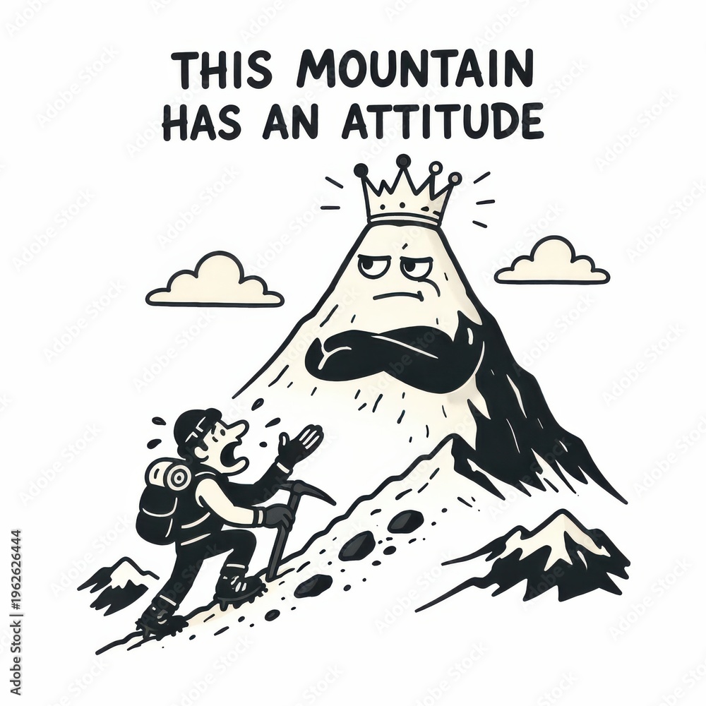 Fototapeta premium Mountain attitude cartoon