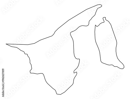 Brunei simple outline map vector graphic illustration geography silhouette shape national border design isolated transparent background political territory cartography atlas eps