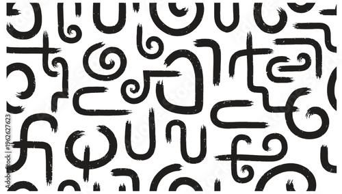 Abstract pattern of black swirling lines on white background