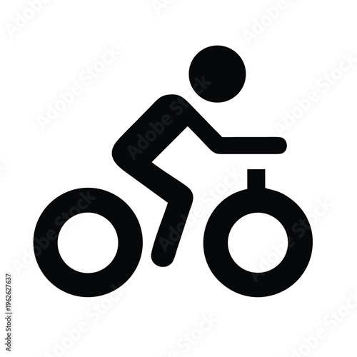 A simple black icon representing a person riding a bicycle Vector, illustration