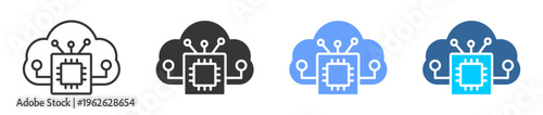 cloud storage icon set multiple style collection	