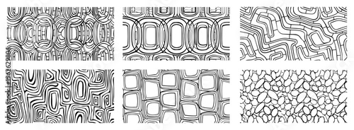 Abstract Geometric Line Pattern Set, Minimalist Graphic Texture Backgrounds, Modern Linear Organic Design Elements for Branding and Web