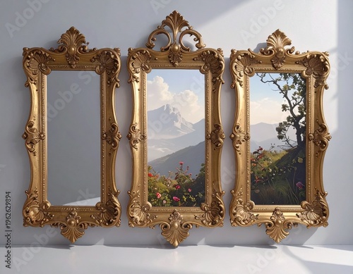 isolated golden antique luxury frame