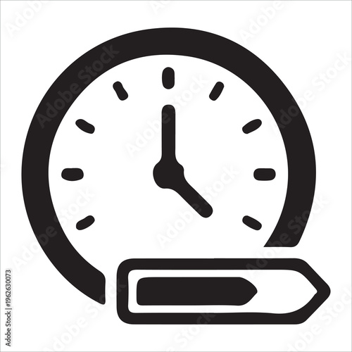 Time Management Line Icon Vector, Productivity Planning and Schedule Control Symbol EPS 10