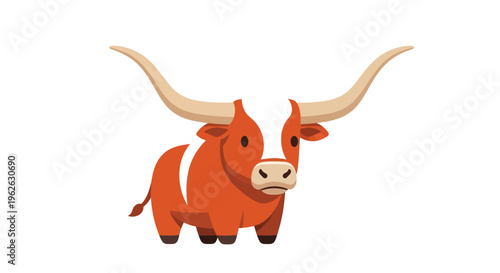 Stylized texas longhorn illustration with imposing horns and distinctive coloration