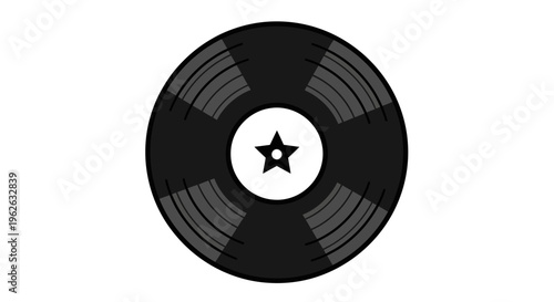 Stylized vintage vinyl record illustration with a star on the center label