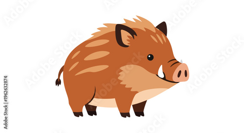 Stylized wild boar illustration with simplified features on a white background