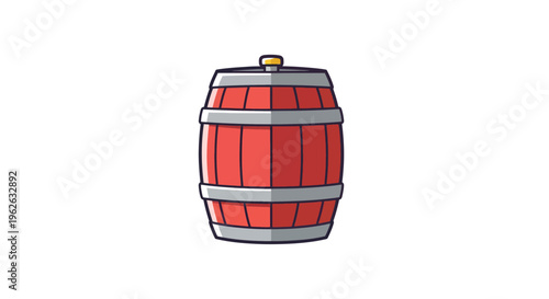 Stylized wooden barrel illustration with vintage appeal for liquid storage needs