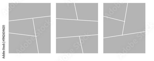 Set of collage grid manga comic storyboard layout panel blank template. Empty page frame for comic book, photo collage, poster, flyer. Vector illustration