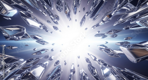 Sparkling diamonds explode in a burst of light radiating luxury and energy against a dark background