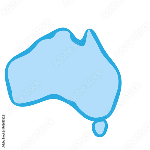Australia country silhouette. Vector map silhouette. Blue smooth shape like water drop or splash