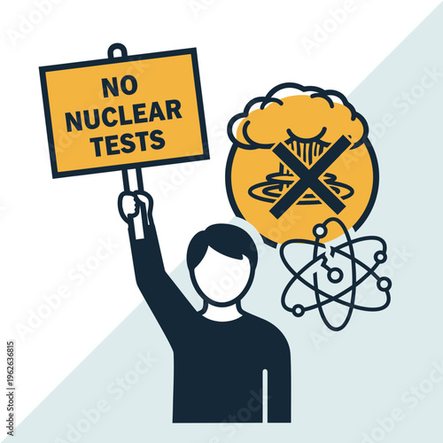 Man holding anti nuclear protest sign.