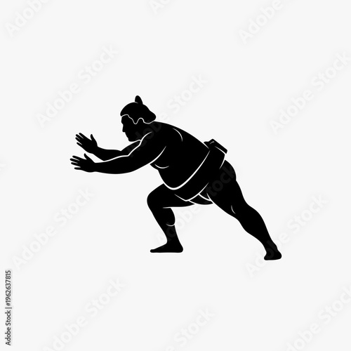 Sumo wrestler in fighting stance silhouette.