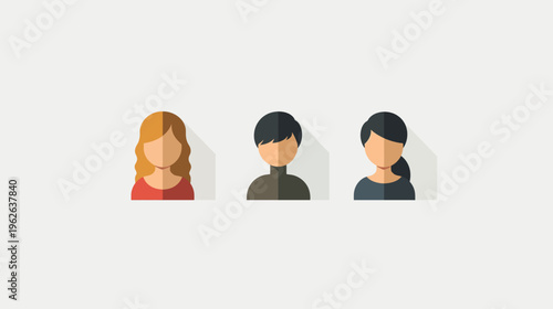 Three stylized anonymous people icons in a row on a plain white background