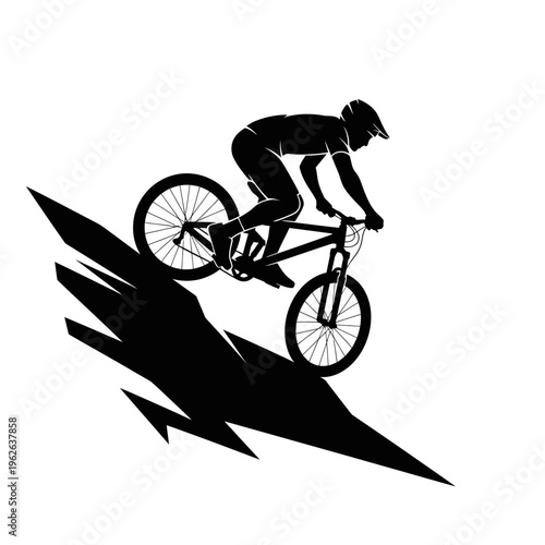 Man riding bicycle performing stunt trick.