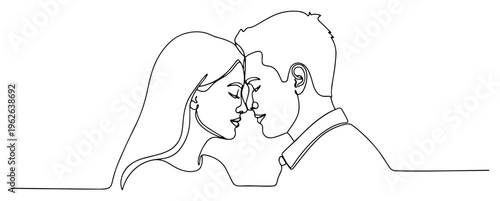 Romantic Couple Profile Continuous One Line Drawing Minimalist Love Romance and Wedding Art