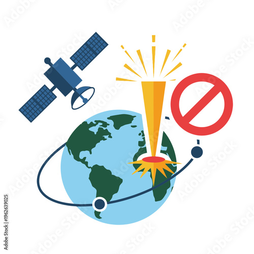 Satellite orbiting Earth blocking sun's rays.