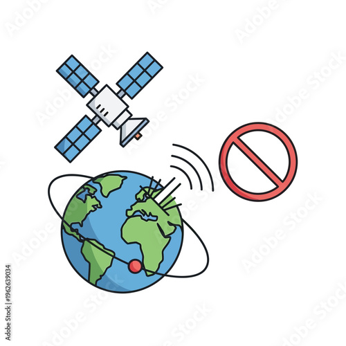 Satellite signal blockage warning symbol.