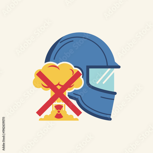 No smoking sign with motorcycle helmet.