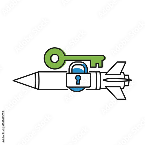Rocket with key and locked pad.
