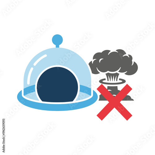 No smoking sign over food cover.