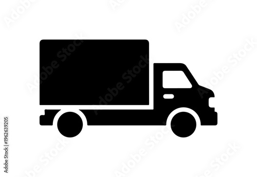 Black Silhouette Delivery Truck Vector Icon