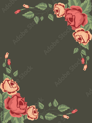 background with beautiful leaf and flower frame