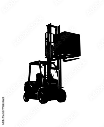 Forklift Lifting Heavy Cargo Vector Illustration
