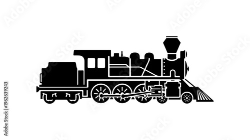 Classic Black Steam Locomotive Vector Illustration