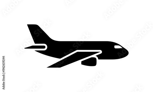 Modern Black Commercial Airplane Vector Icon