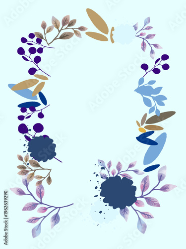 background with beautiful leaf and flower frame