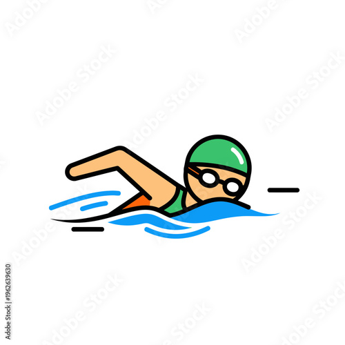 a cartoon of a swimmer in action.