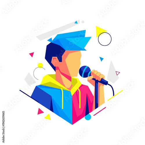 Vibrant illustration of a man singing.