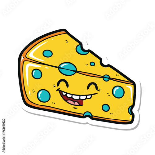 Smiling Cartoon Cheese Wedge Face Closeup 1.
