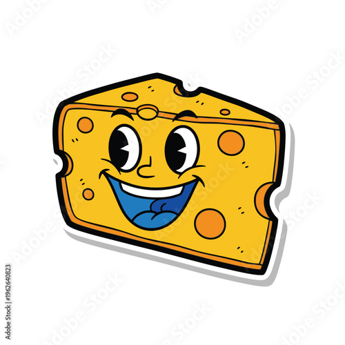 Smiling Cartoon Cheese Wedge Face Closeup 2.