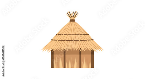 thatched hut illustration, vector, graphic, isolated image, rural architecture, building design