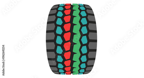 Tire tread image, illustration, vector style graphic, for transport and automotive design.