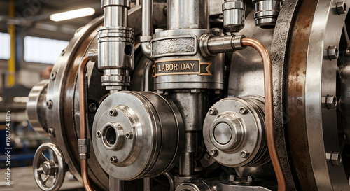 A detailed industrial machine scene representing production, efficiency, and modern labor systems.