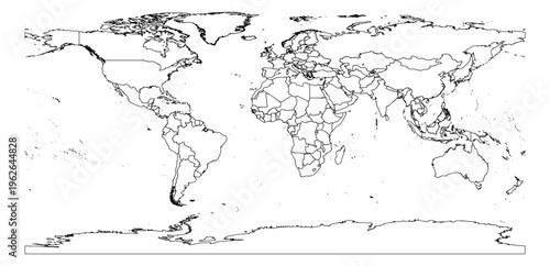 World map simple outline global vector graphic illustration geography silhouette shape national border design isolated transparent background political territory cartography atlas eps